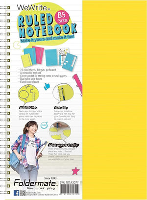 Foldermate 1 Subject notebook A4/A5 - With Tool Kit -  Pastel Colours