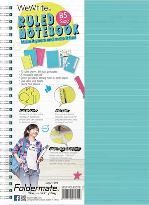 Foldermate 1 Subject notebook A4/A5 - With Tool Kit -  Pastel Colours
