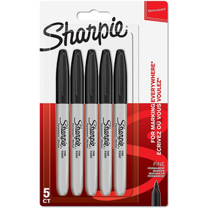 Sharpie Permanent Markers Fine Point Black (Pack of 5)