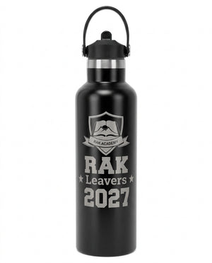 RAK Academy Leavers 2027 etched black steel bottle